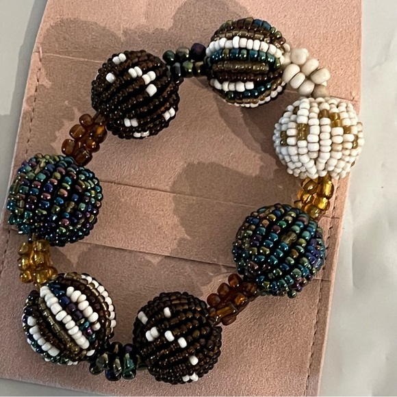 Seed Bead Ball Stretch Fall Color Bracelet Colorful Boho Bohemian - Picture 4 of 10